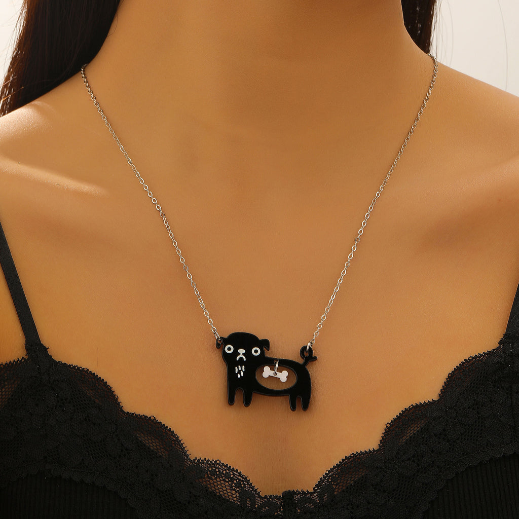 Cute Dog Cat Cartoon Necklace Ins Creative Collarbone Chain